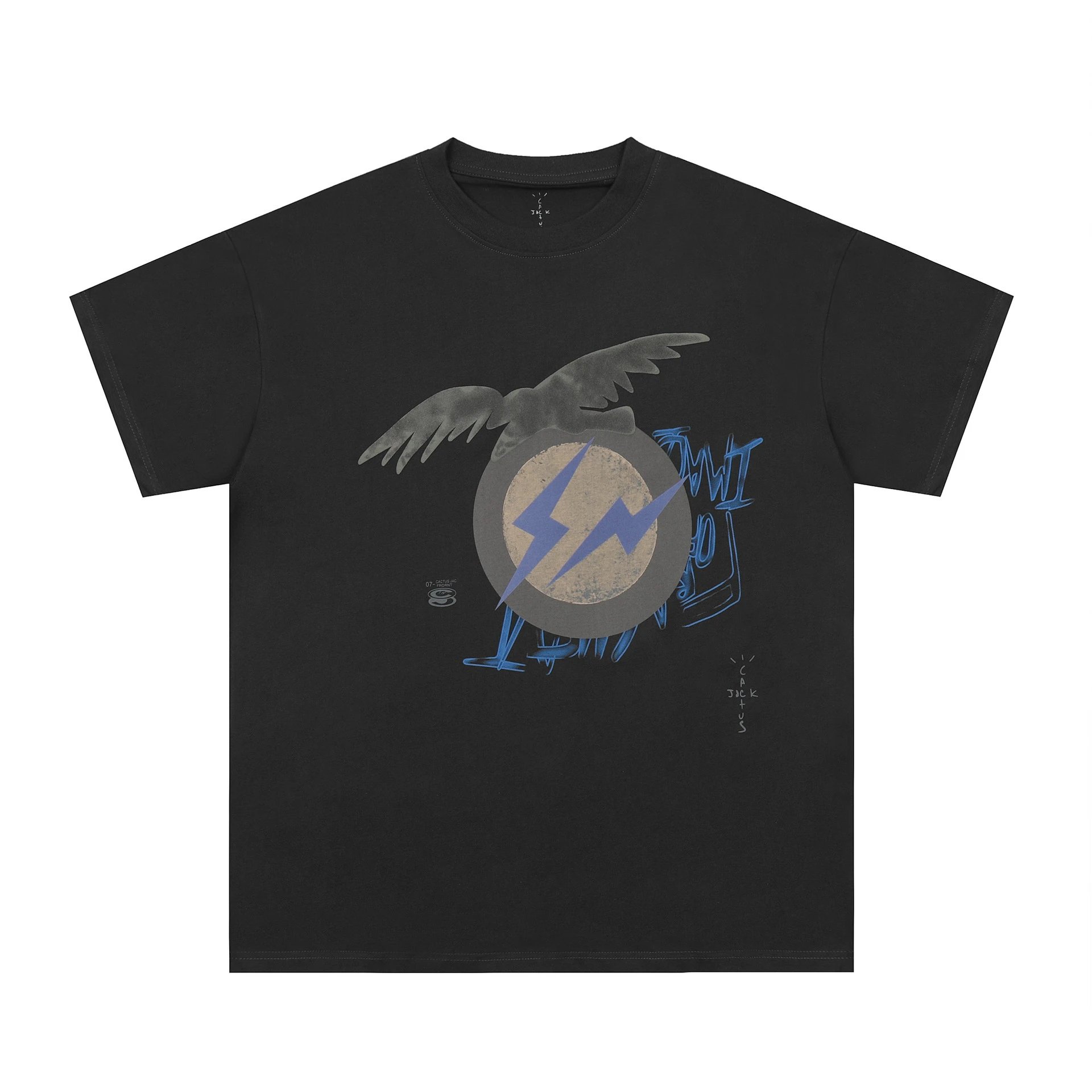 Street Eagle Graphic Cotton Tee Midnight Black - Gallery Image 3 - Detailed View