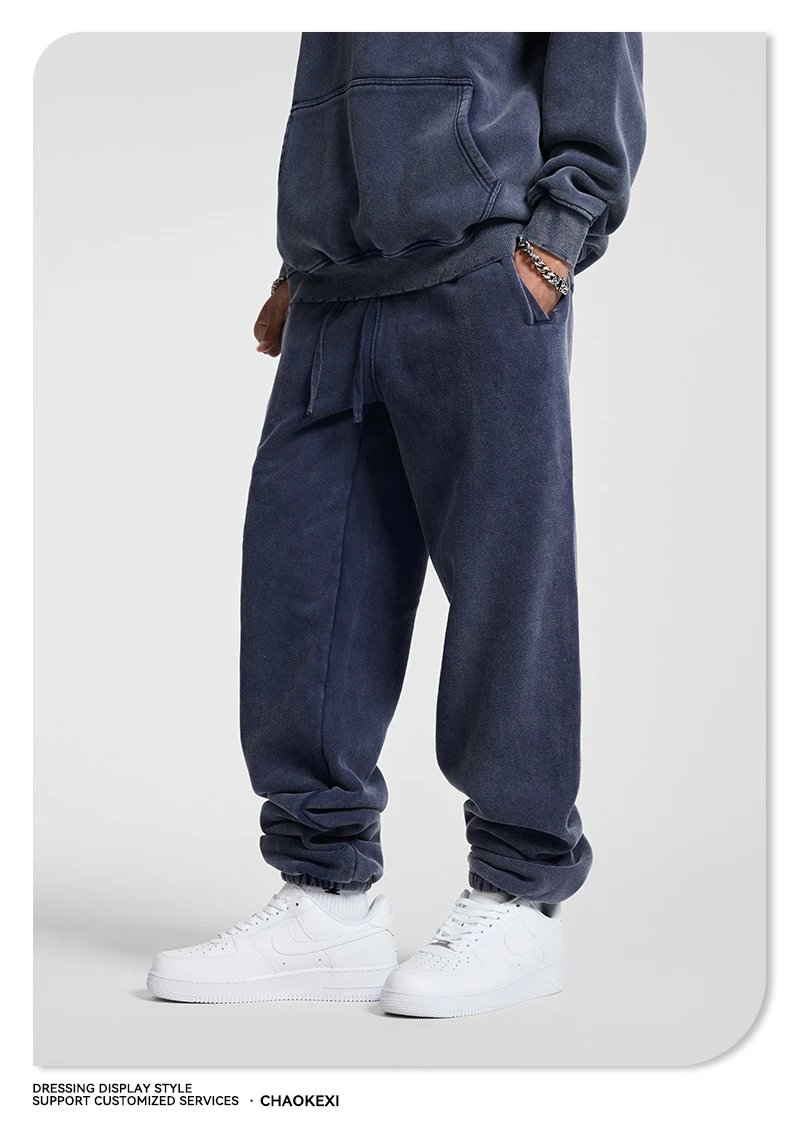 Autumn Fleece Joggers Streetwear Sweatpants - Ash - Gallery Image 7 - Detailed View