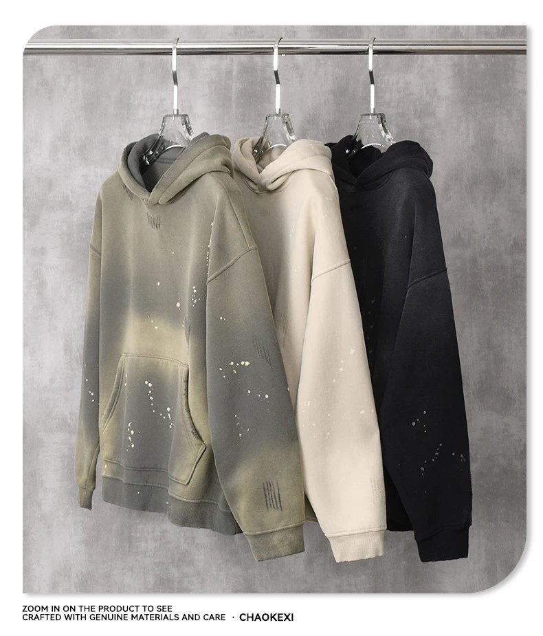 CHAOKEXI Washed Fleece Hoodie Multicolor - Gallery Image 13 - Detailed View