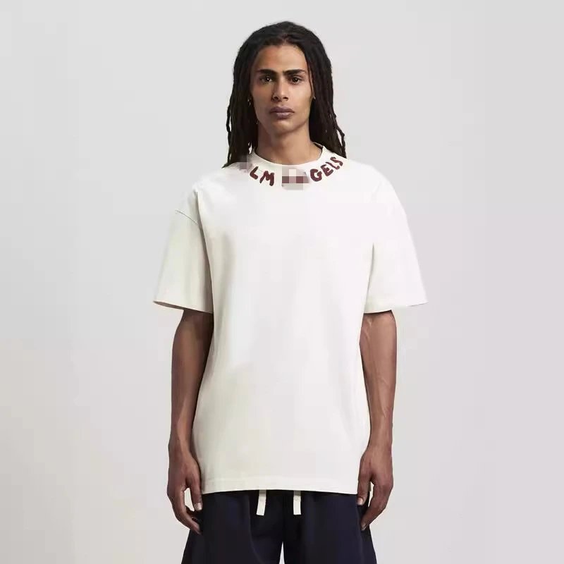 Streetwear Cotton Logo Crewneck T-Shirt Ivory - Gallery Image 10 - Detailed View