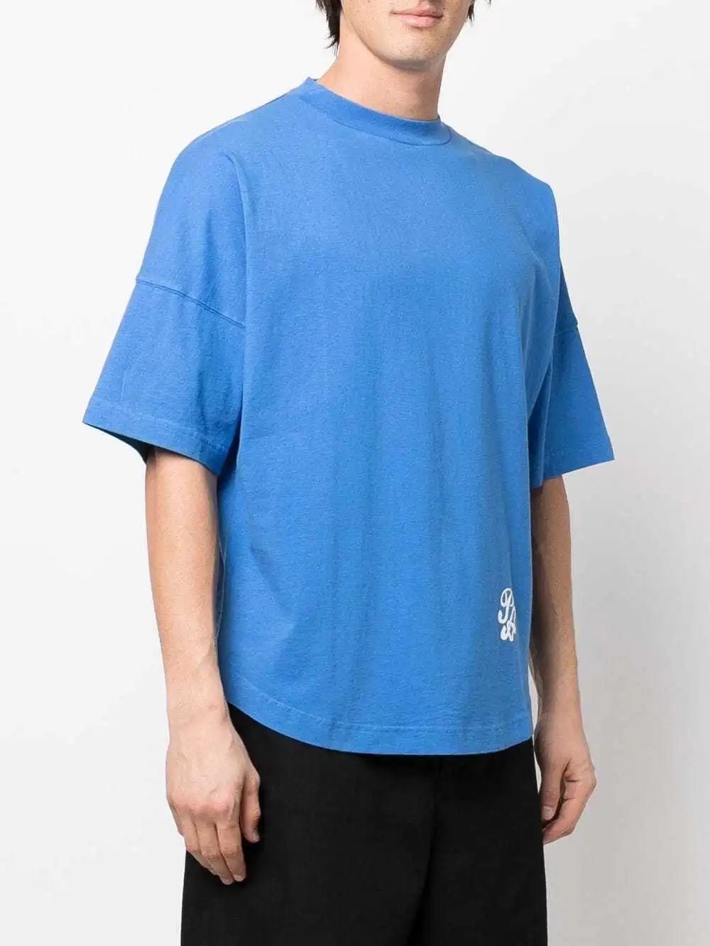 Streetwear Oversized Drop Shoulder Tee Azure Blue - Gallery Image 13 - Detailed View