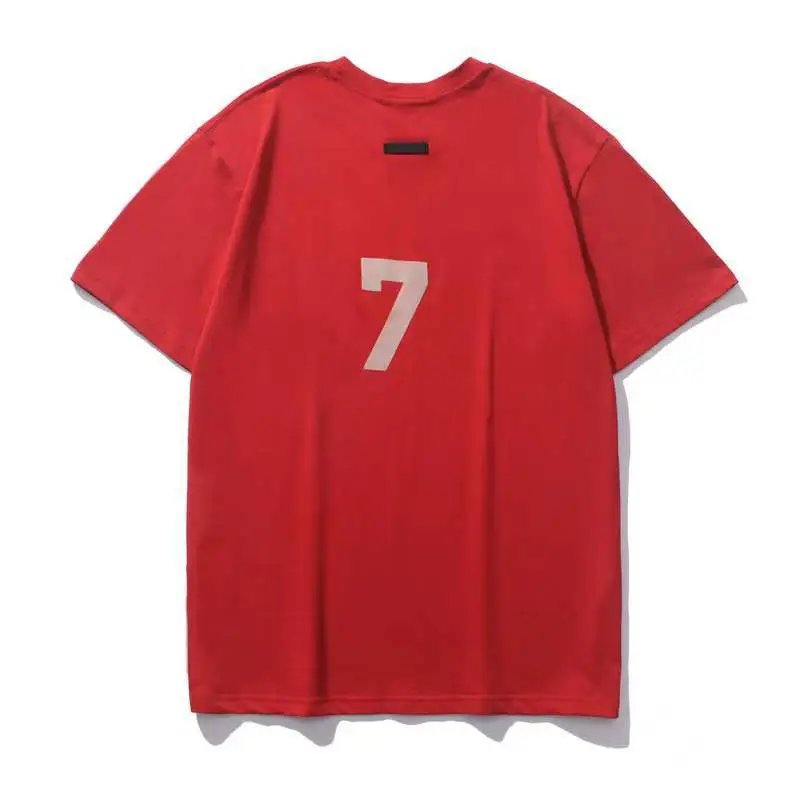 High Street Oversized Velvet Number 7 Tee Crimson Red - Fear of God(FOG） - Cnfans - $20.32