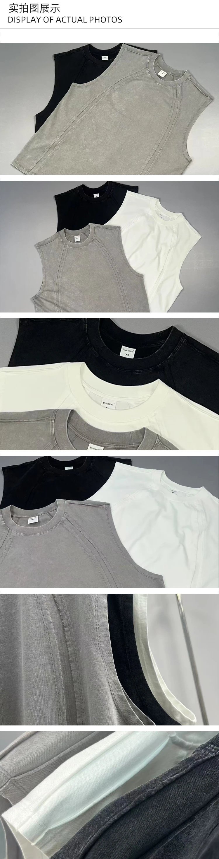 Men's Cotton Tank Top Street Style Sleeveless Faded Gray - Gallery Image 8 - Detailed View