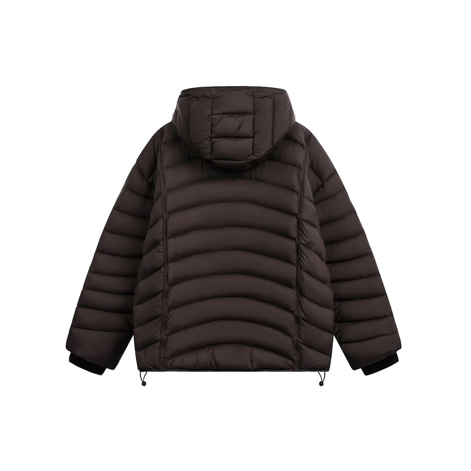 Unisex Lightweight Hooded Winter Down Puffer Jacket Lilac - Gallery Image 7 - Detailed View