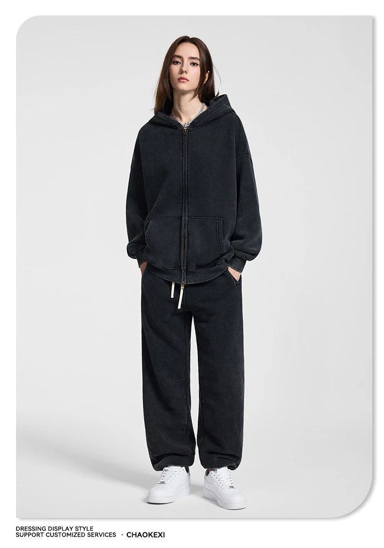 Casual Fleece Hoodie Set Autumn Unisex Forest - Gallery Image 10 - Detailed View