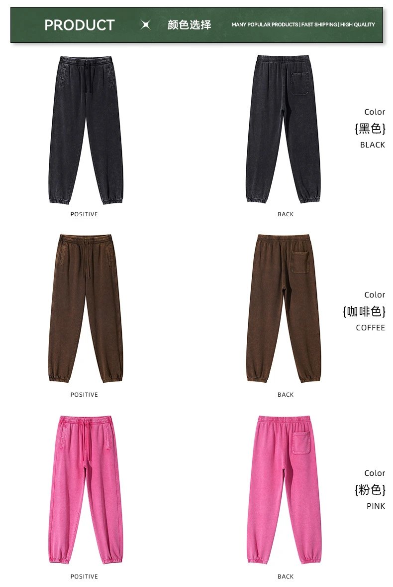 Men's Retro Wash Sweatpants Fall Loose Fit Slate - Gallery Image 14 - Detailed View