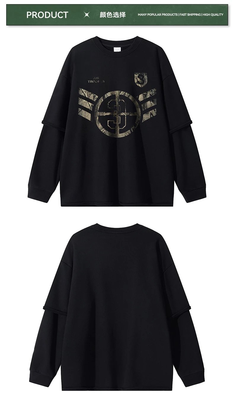 420G Heavyweight Cotton Two-Piece Camo Hoodie Jet Black - Gallery Image 7 - Detailed View