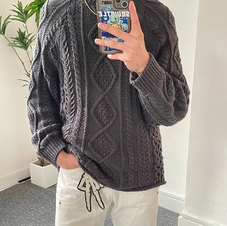 Cable Knit Wool Blend Pullover Sweater, Ecru - Gallery Image 12 - Detailed View