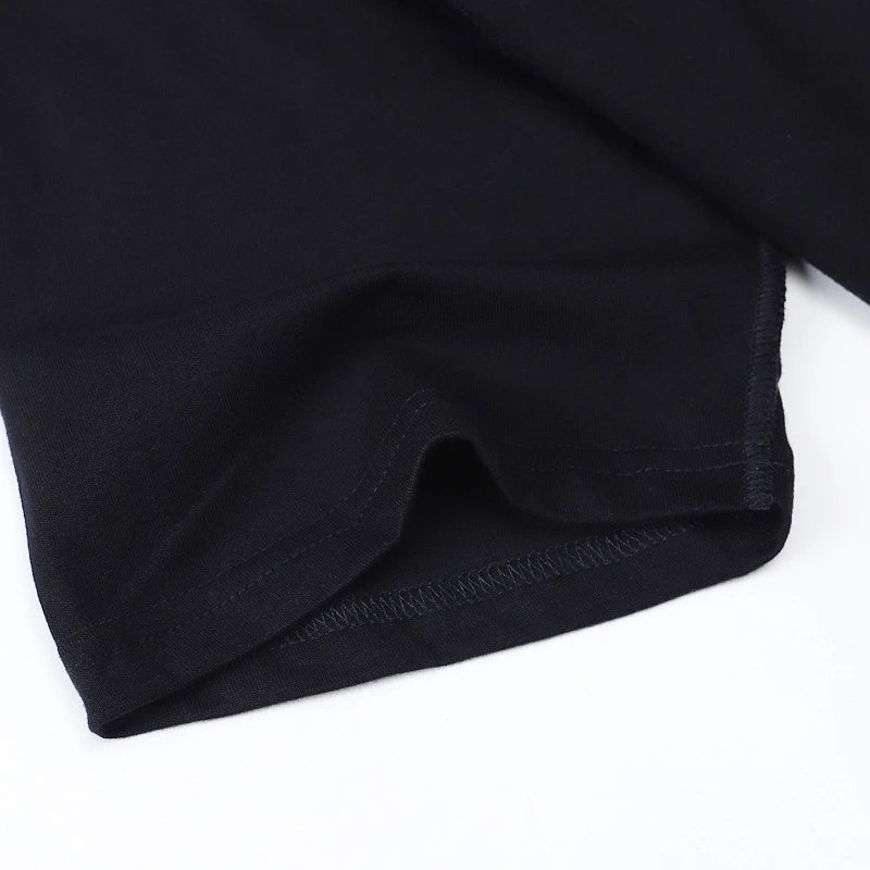 Streetwear Cotton Graphic Tee Loose Fit Jet Black - Gallery Image 11 - Detailed View