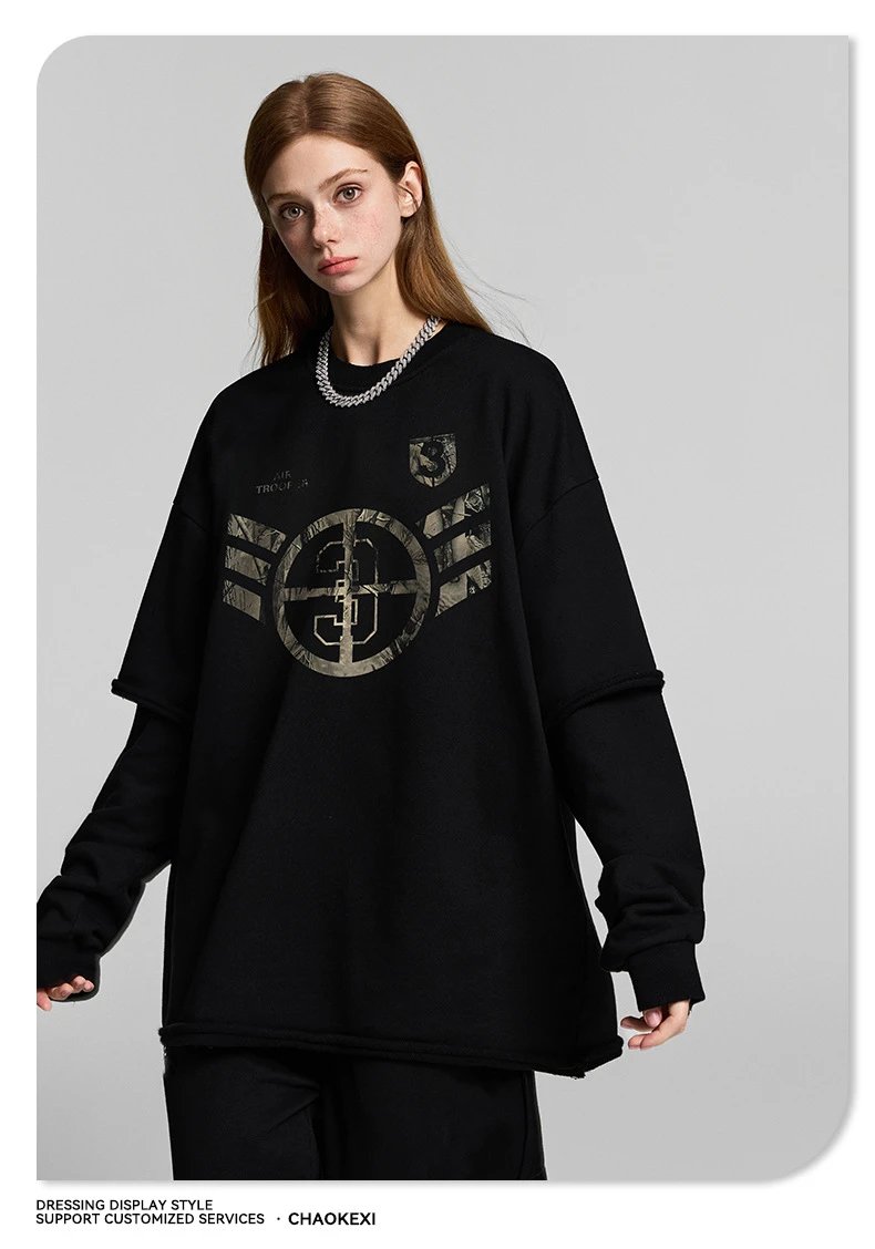 420G Heavyweight Cotton Two-Piece Camo Hoodie Jet Black - Gallery Image 9 - Detailed View