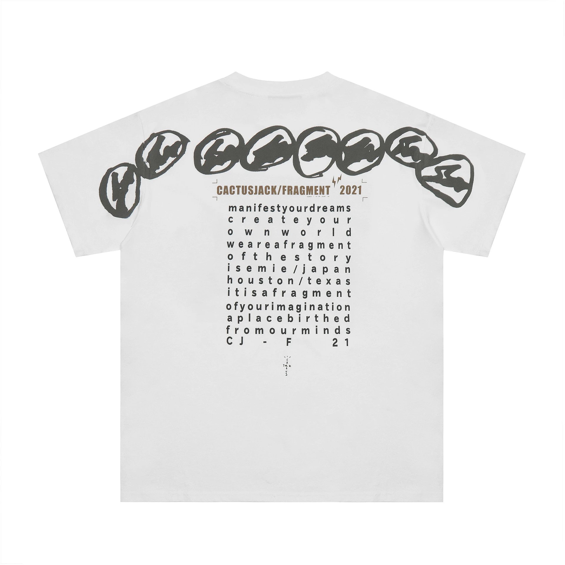 Unisex Streetwear Graphic Print Cotton T-Shirt White - Gallery Image 2 - Detailed View