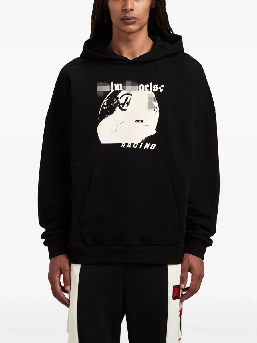 Palm Angels Racing Hoodie Black - Gallery Image 9 - Detailed View