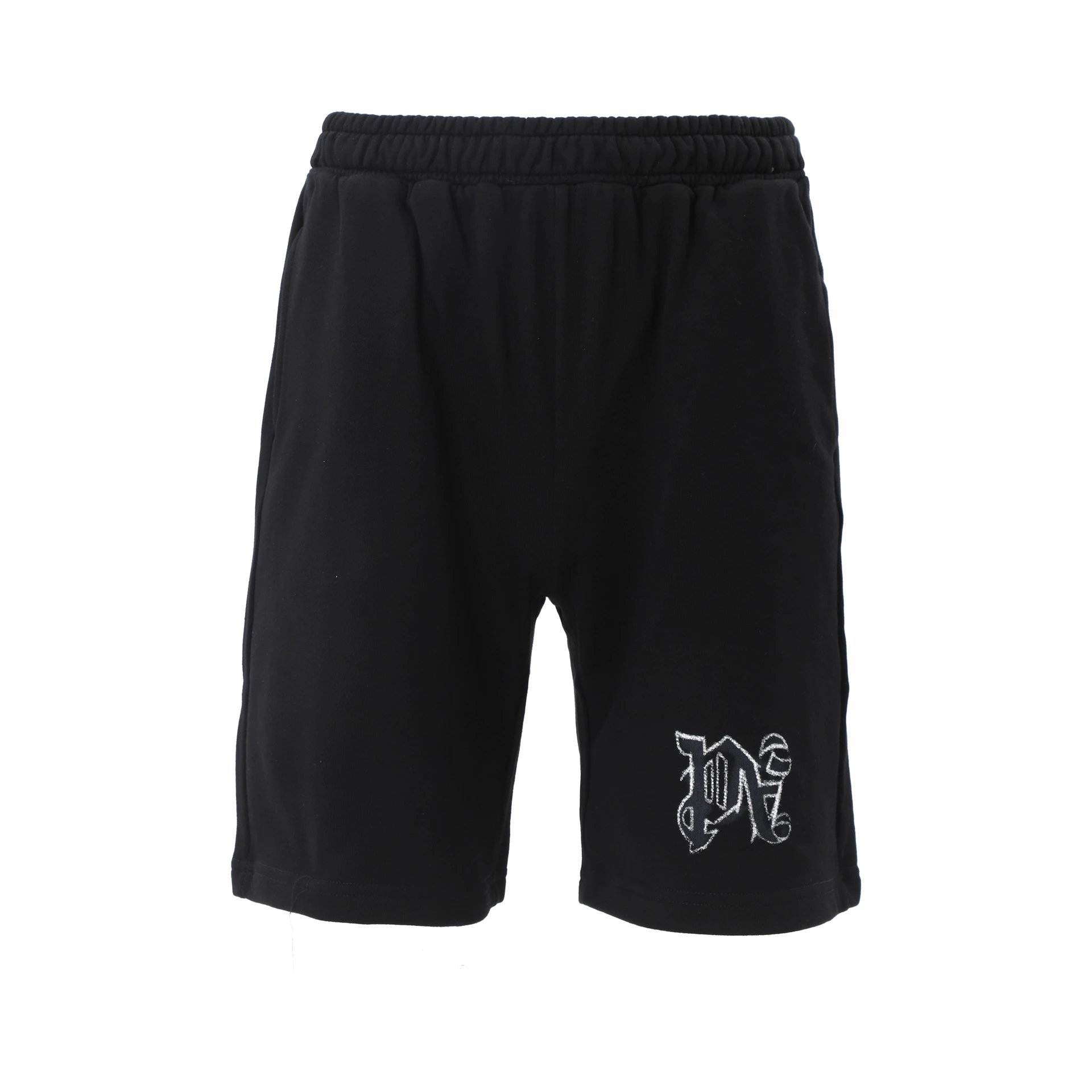 Palm Angels Chalk Lettering Shorts Black - Gallery Image 2 - Detailed View
