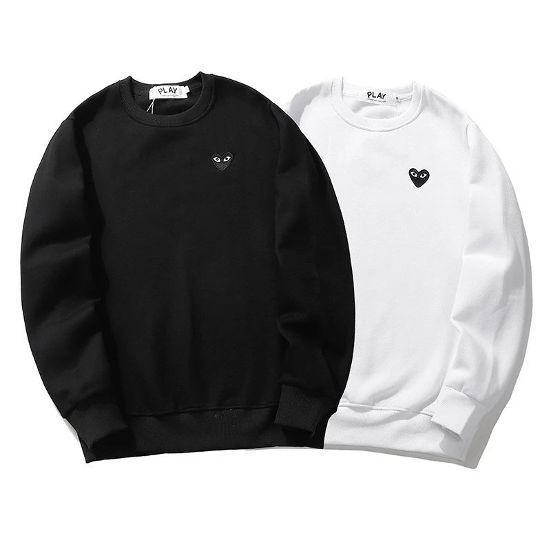 CDG Play Embroidery Sweatshirt Black/White - High Quality Product Image - Cnfans