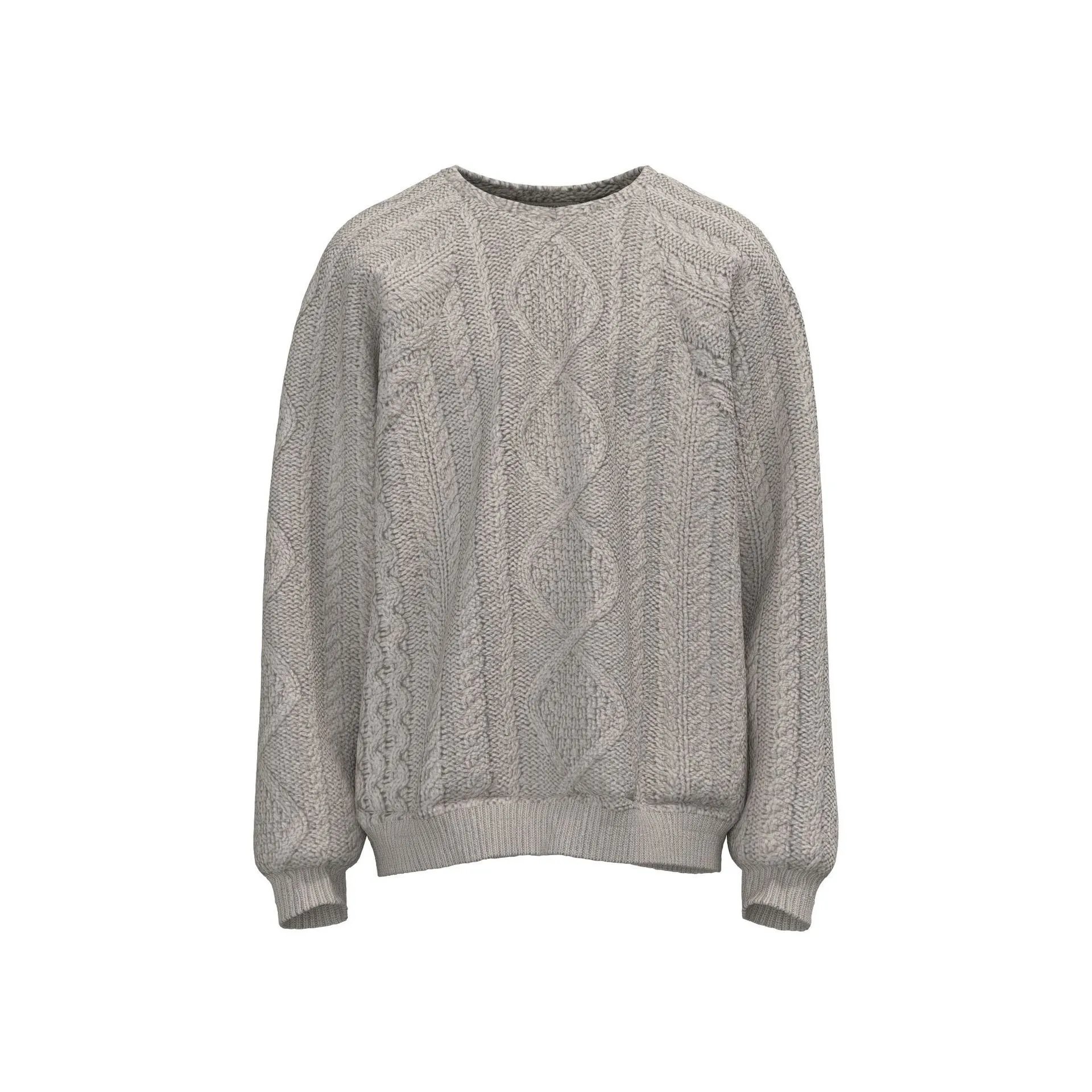 Cable Knit Wool Blend Pullover Sweater, Ecru - Gallery Image 6 - Detailed View