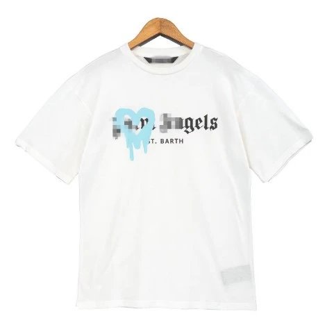 Graffiti Heart Print Loose Cotton Tee Ice Blue - Palm Angels - Cnfans - $20.65