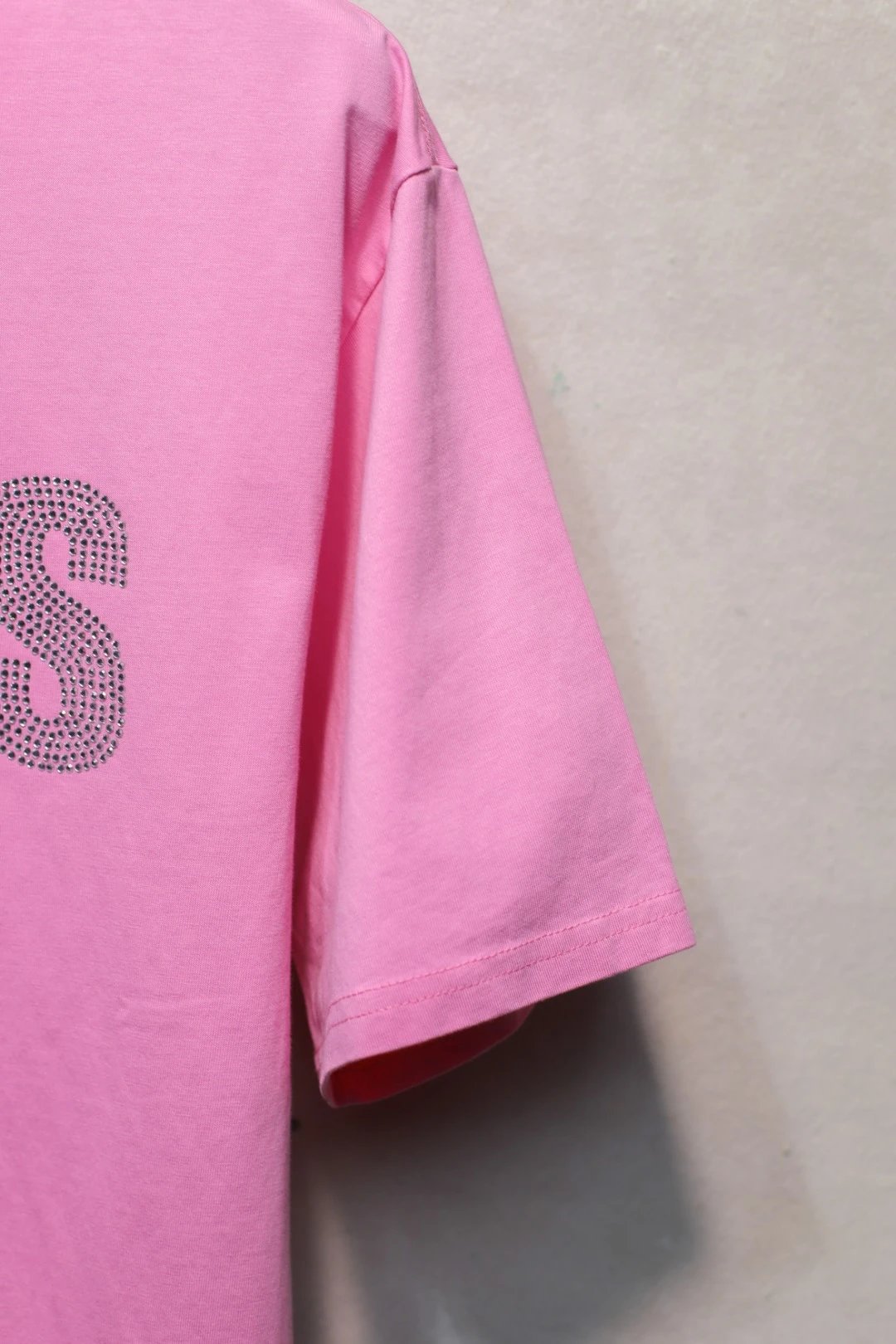 Paris Rhinestone Cotton Tee Unisex Casual Rose - Gallery Image 6 - Detailed View