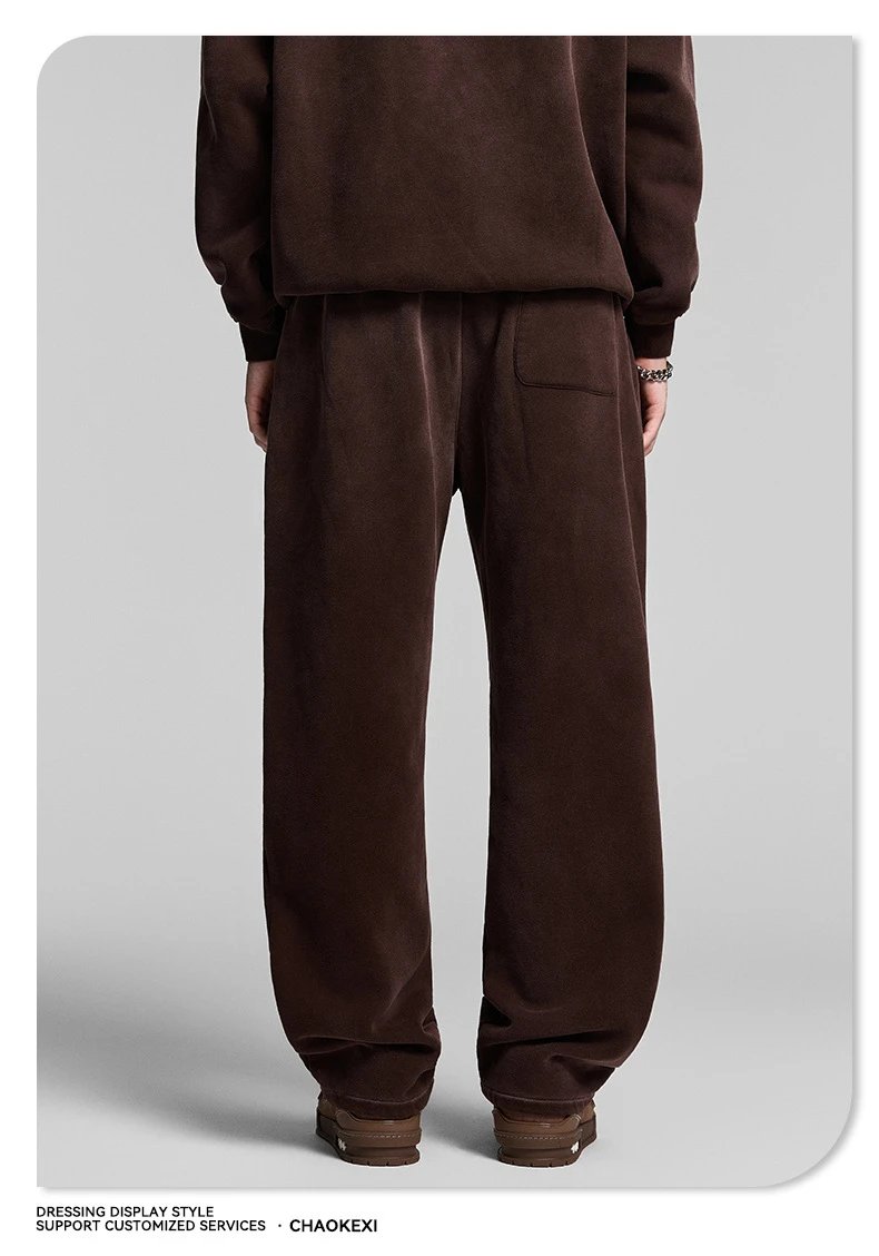 Retro Fleece Wide Leg Men's Sweatpants Trousers - Onyx - Gallery Image 6 - Detailed View