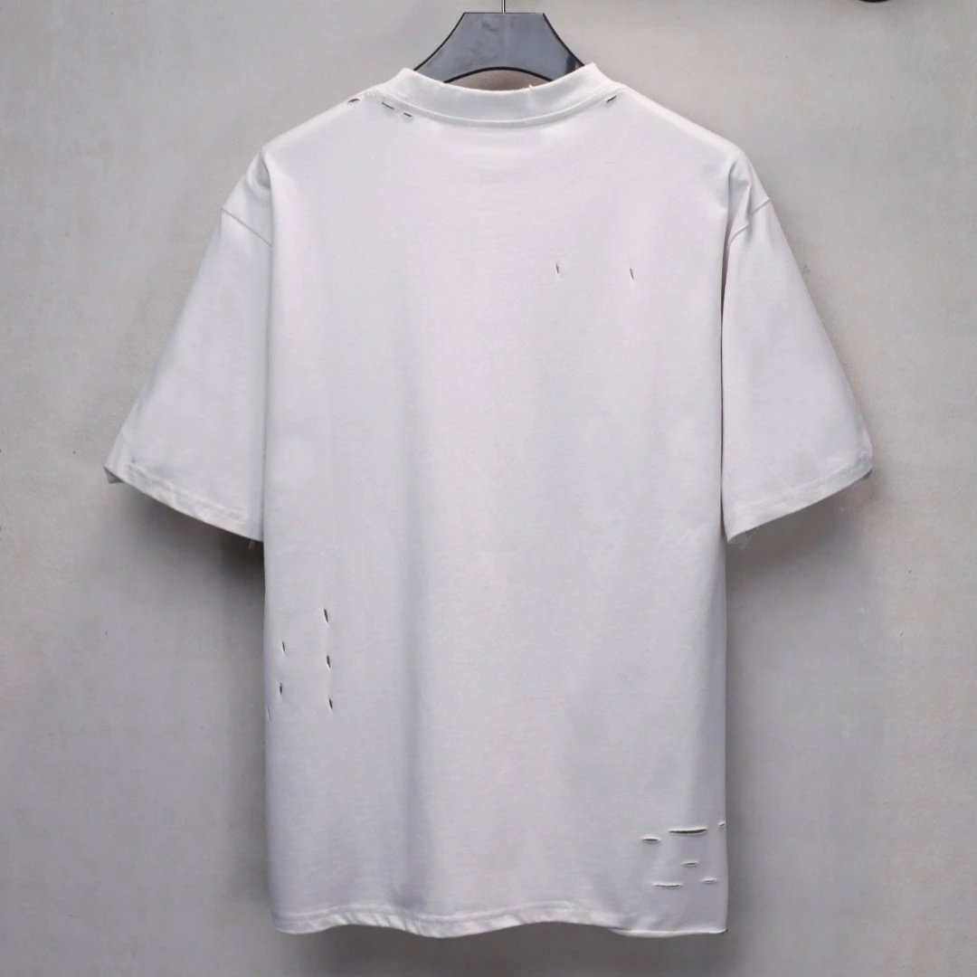 Unisex Oversized Distressed Graphic Tee, Washed Charcoal - Gallery Image 2 - Detailed View