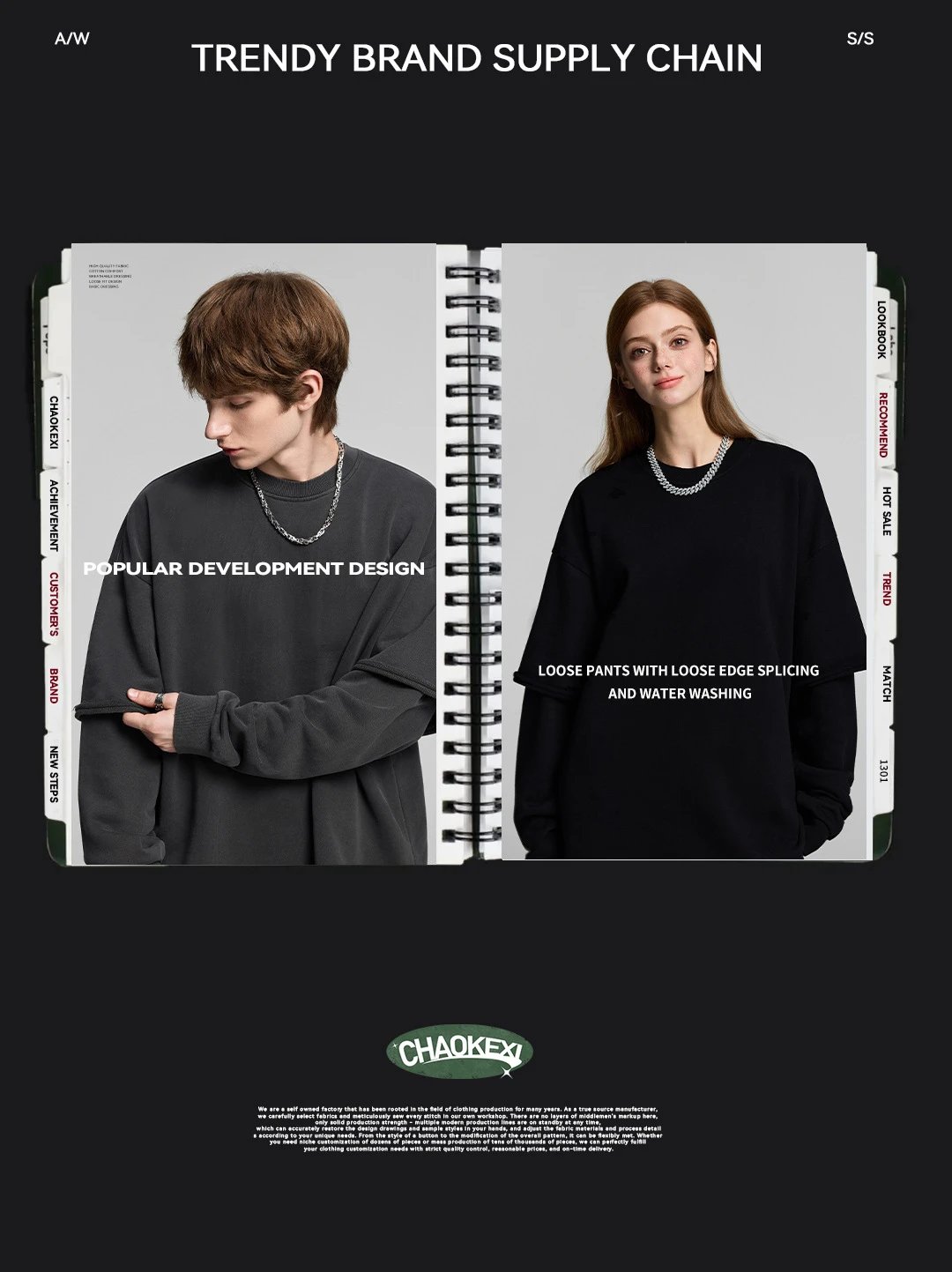 Retro Cotton Fake Two-Piece Set Unisex Jet Black - Gallery Image 4 - Detailed View