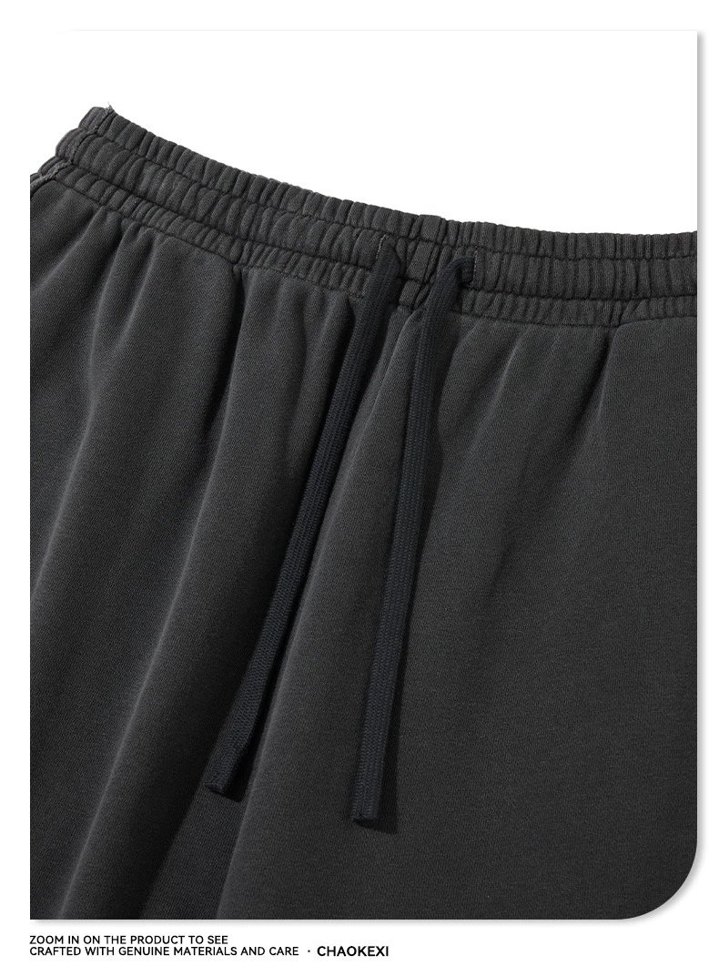 Retro Cotton Fake Two-Piece Set Unisex Jet Black - Gallery Image 10 - Detailed View