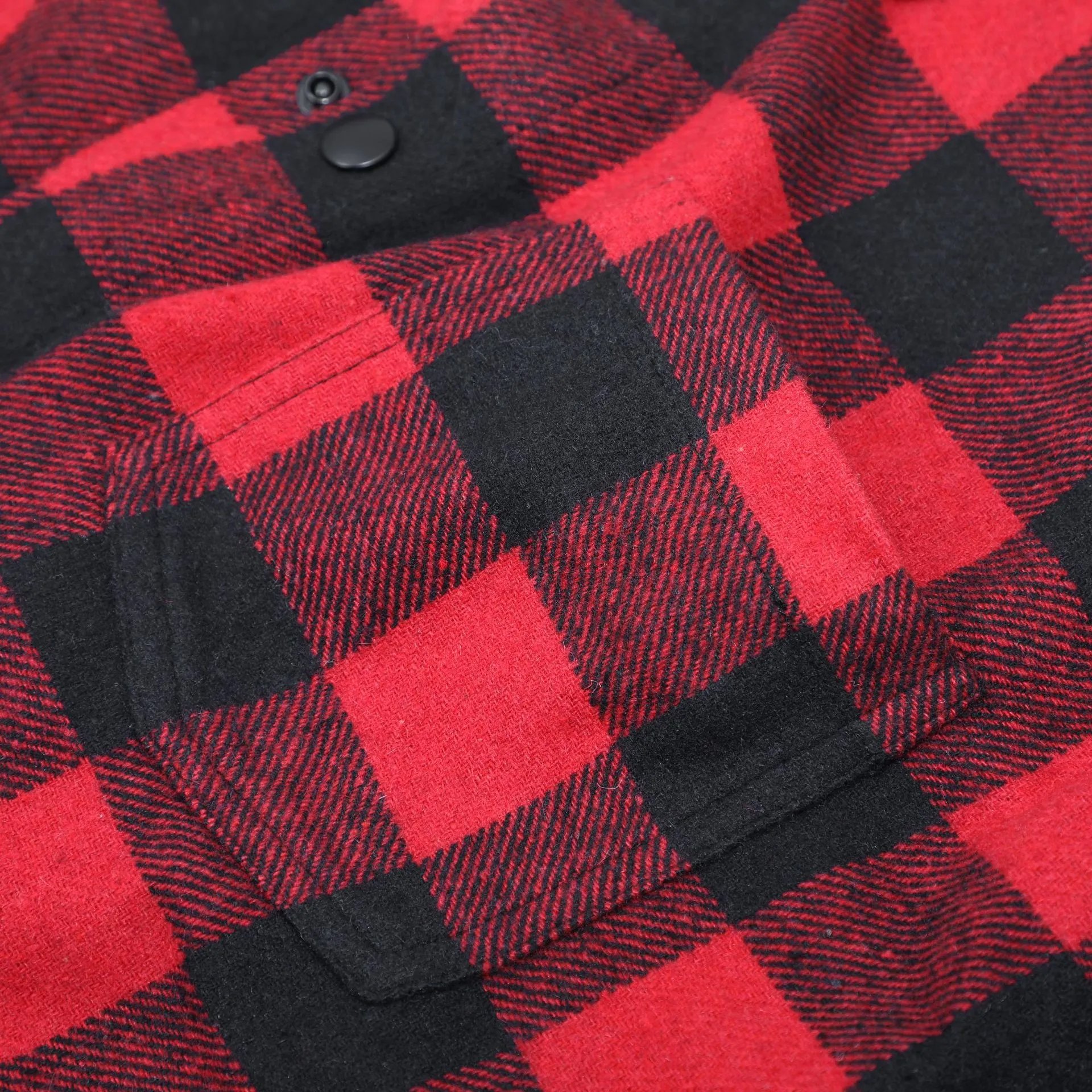 Plaid Flannel Shirt Unisex Casual Outerwear - Scarlet - Gallery Image 8 - Detailed View