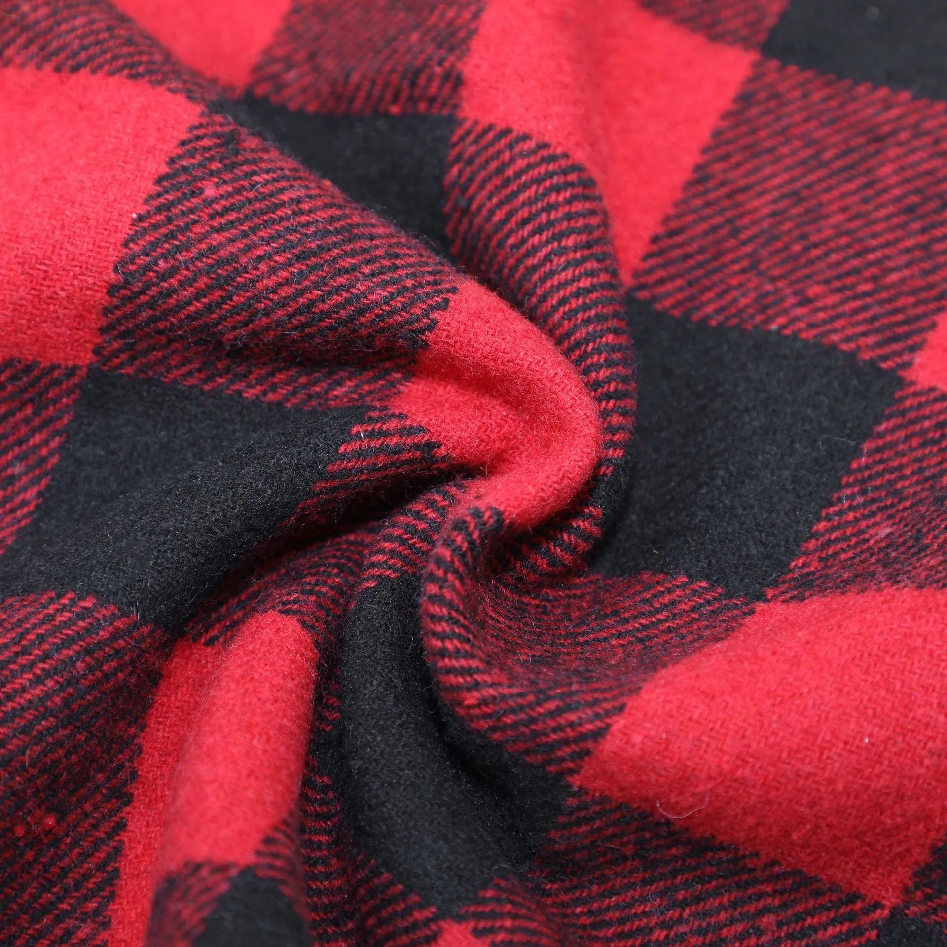 Plaid Flannel Shirt Unisex Casual Outerwear - Scarlet - Gallery Image 11 - Detailed View