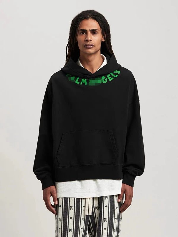 Street Style Cotton Blend Hoodie Unisex Onyx - Gallery Image 9 - Detailed View