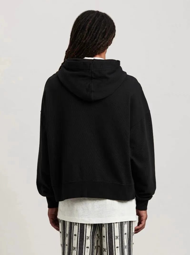 Street Style Cotton Blend Hoodie Unisex Onyx - Gallery Image 11 - Detailed View