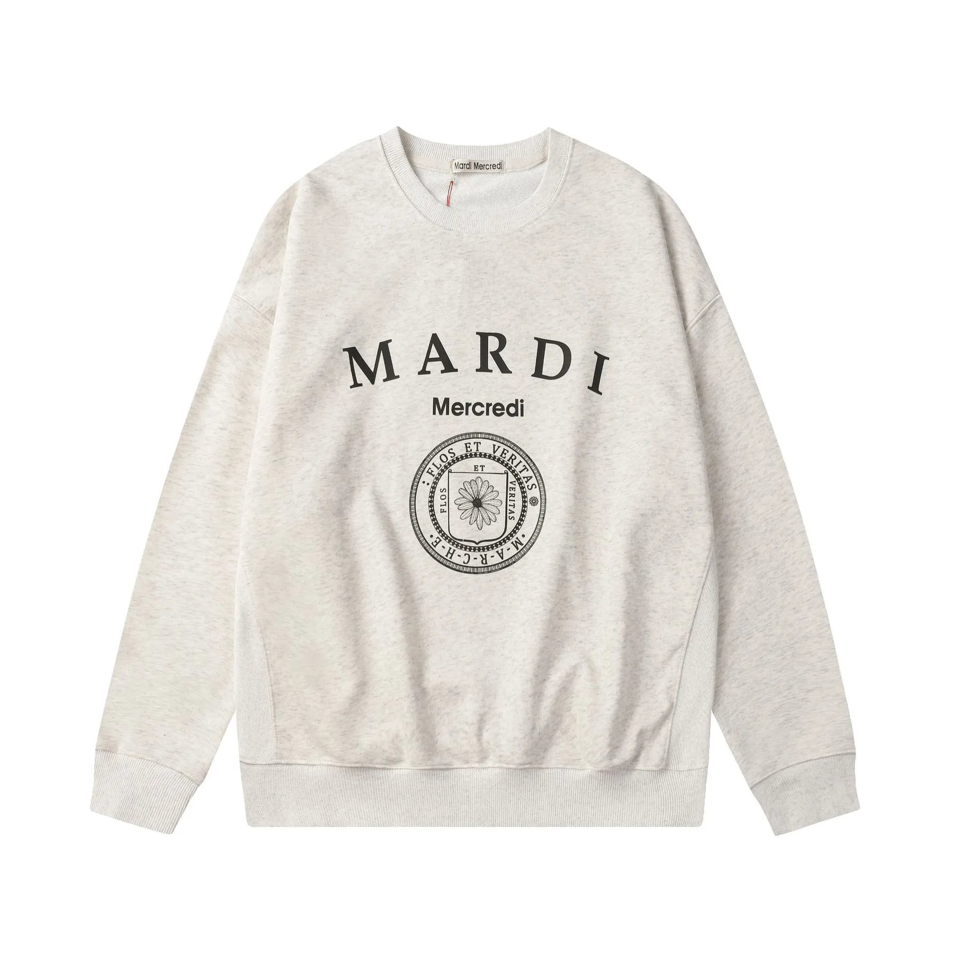 Unisex Daisy Print Crewneck Sweatshirt, Cotton Blend, Midnight Blue - Gallery Image 2 - Detailed View