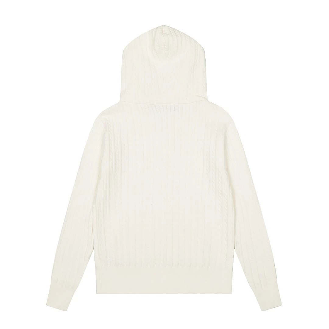 Cable-Knit Cotton Full-Zip Hoodie, Jet Black - Gallery Image 5 - Detailed View