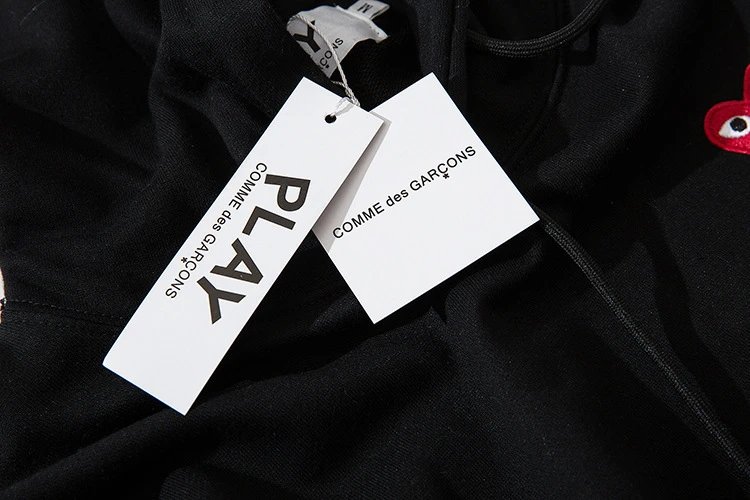 CDG Play Heart Hoodie Black/White - Gallery Image 8 - Detailed View