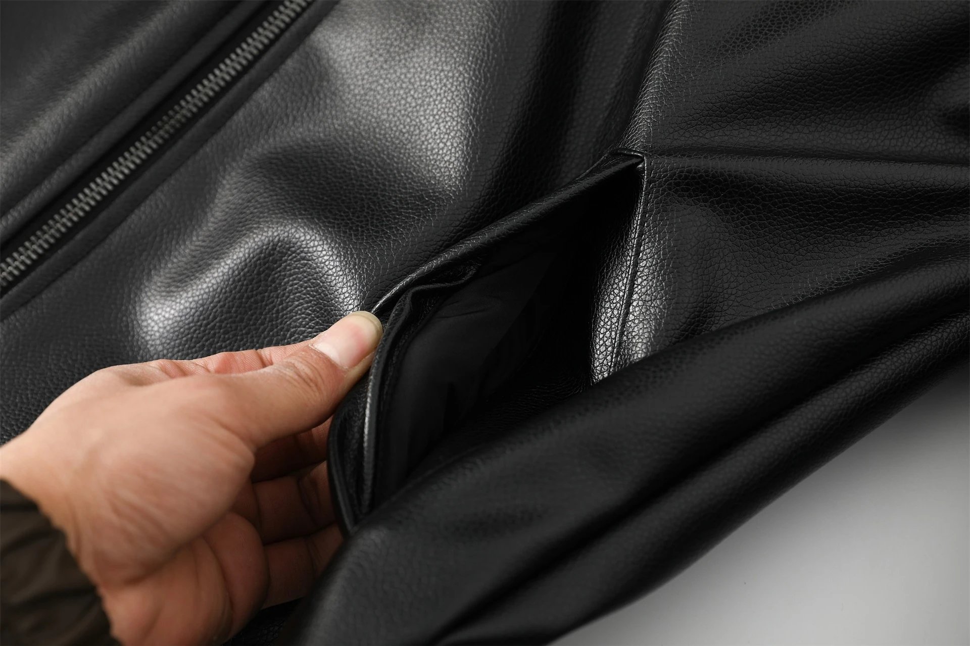 Polo Black Leather Jacket - Gallery Image 6 - Detailed View