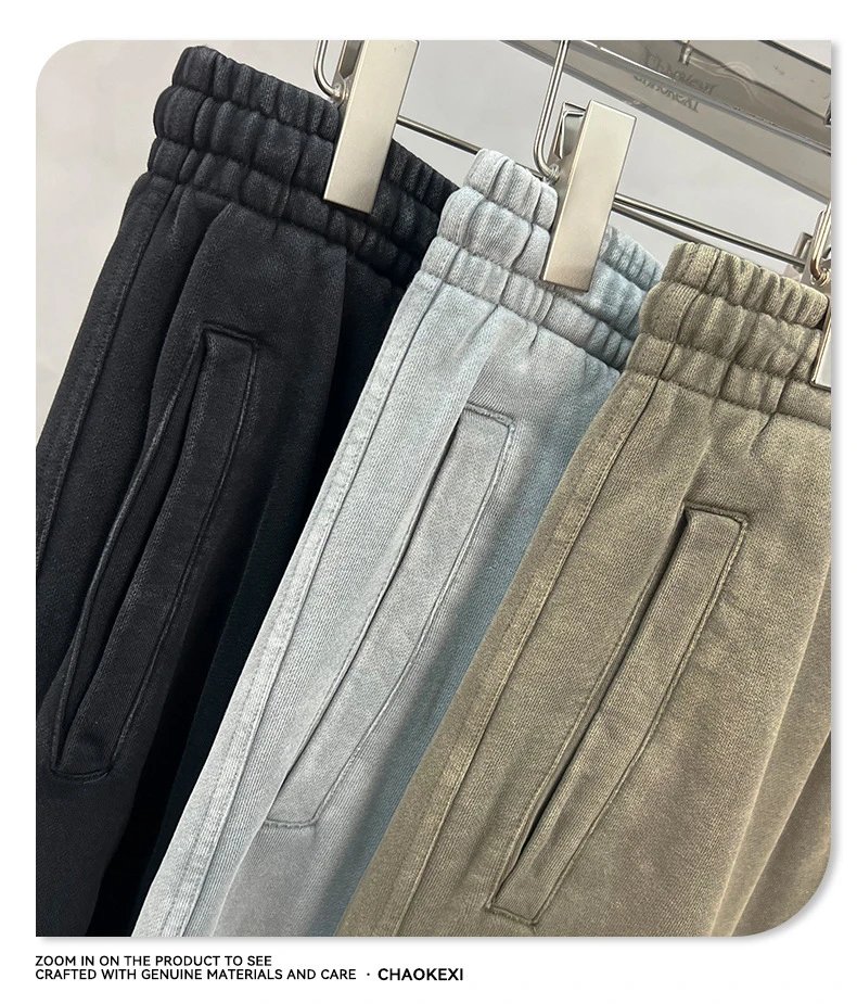 Casual Cotton Men's Sweatpants Straight-Leg - Ash Gray - Gallery Image 7 - Detailed View