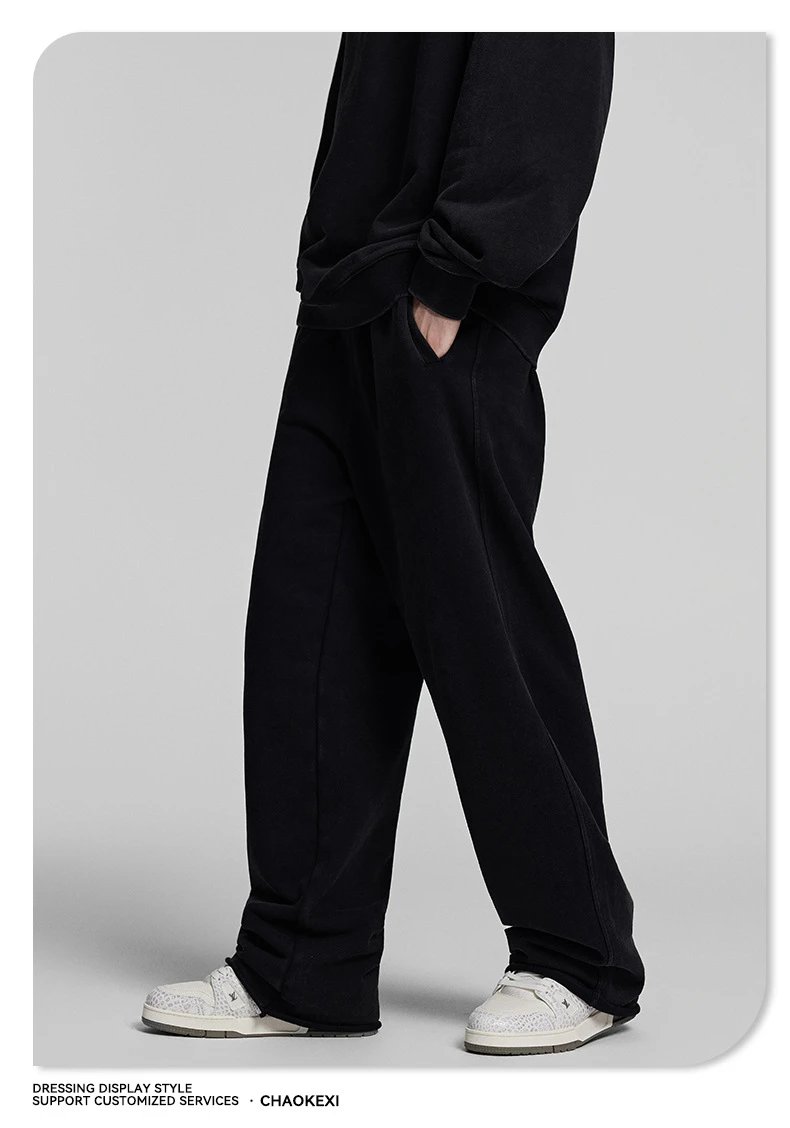 Casual Cotton Men's Sweatpants Straight-Leg - Ash Gray - Gallery Image 5 - Detailed View