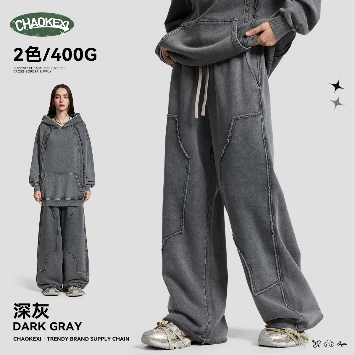 Loose Fit Cotton Cargo Pants Autumn Slate - ChaoKeXi - Cnfans - $32.90
