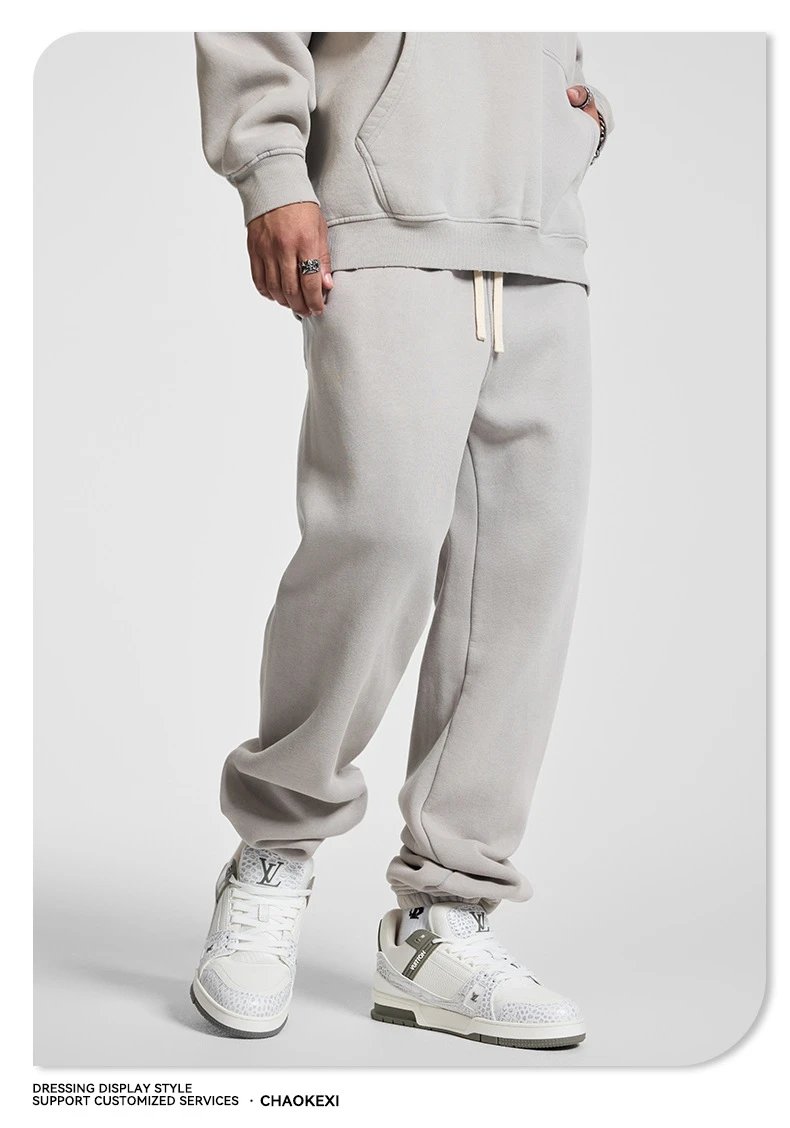 Autumn Fleece Joggers Streetwear Sweatpants - Ash - Gallery Image 8 - Detailed View
