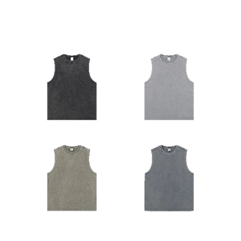 Men's Casual Cotton Tank Top Streetwear, Khaki - Gallery Image 11 - Detailed View