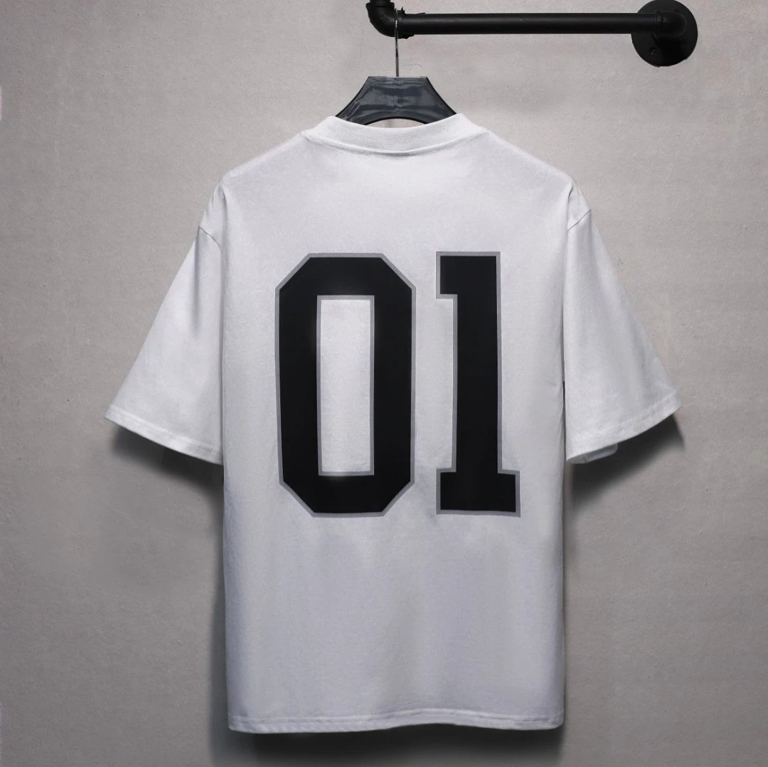 Unisex Oversized 01 Graphic Jersey Tee Anthracite - Gallery Image 4 - Detailed View