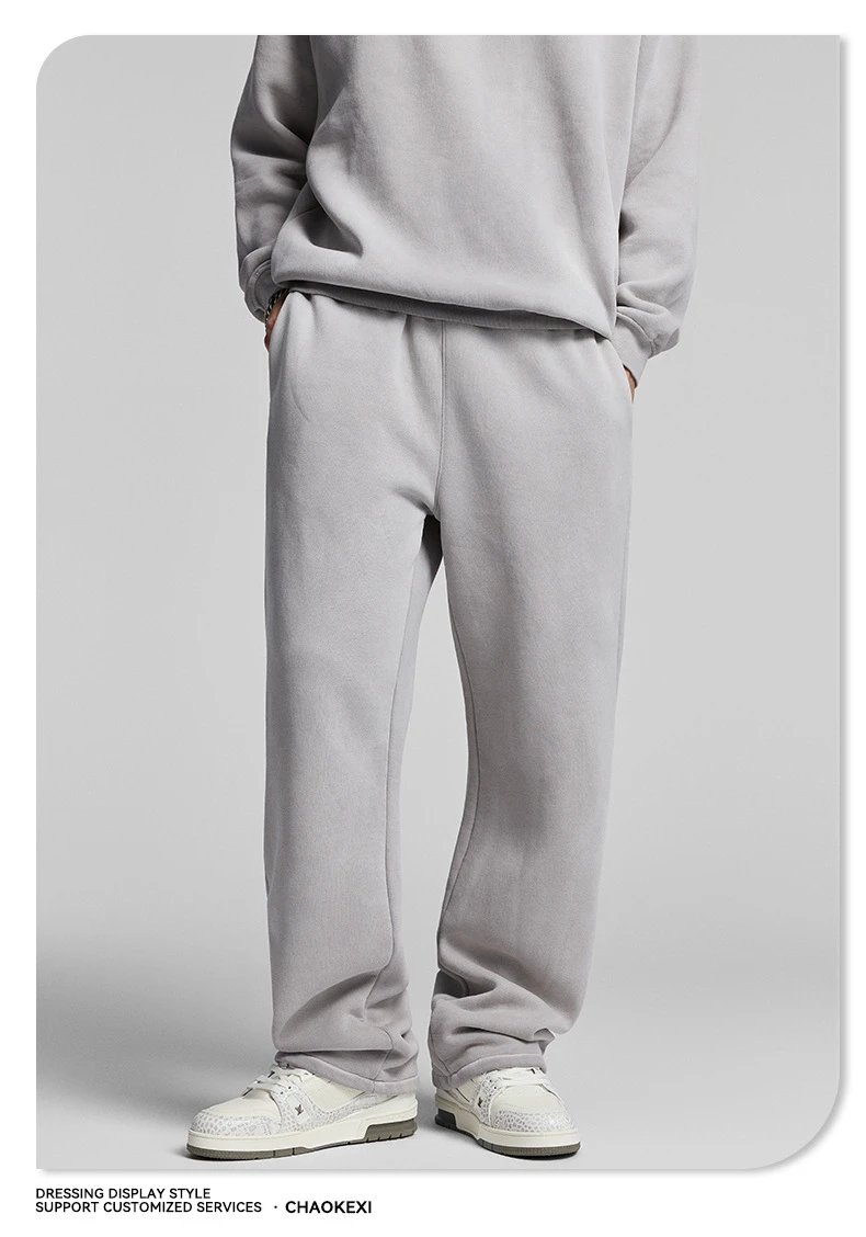 Retro Fleece Wide Leg Men's Sweatpants Trousers - Onyx - Gallery Image 9 - Detailed View