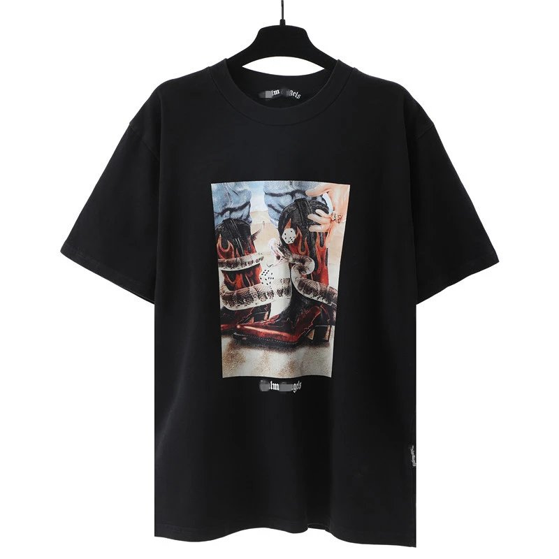 Streetwear Dice and Snake Graphic Oversized T-Shirt Ebony Black - Gallery Image 3 - Detailed View