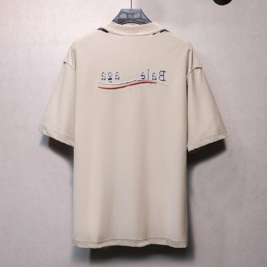 Unisex Distressed Reversible Embroidered Tee, Jet Black - Gallery Image 1 - Detailed View