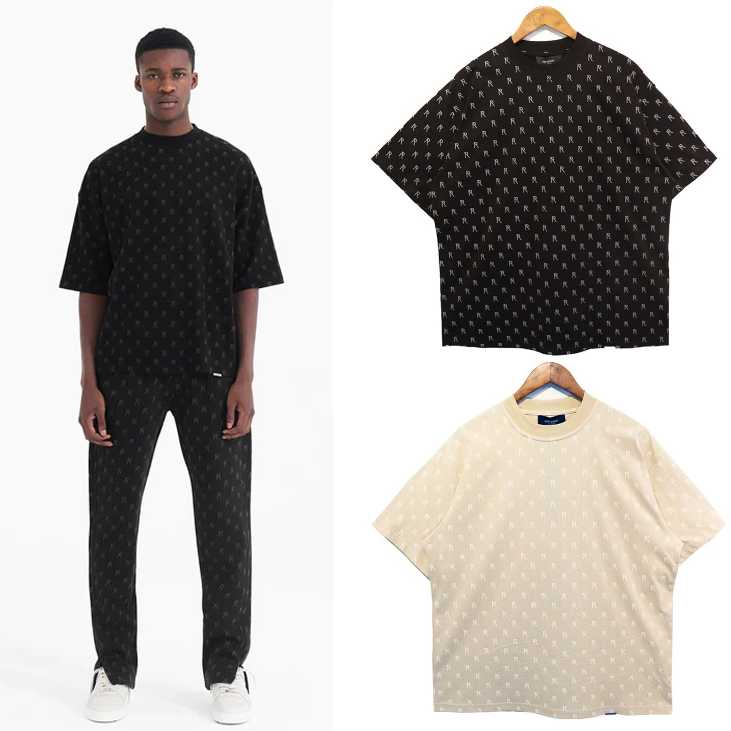 REPRESENT Beige Multi-print Tee - Gallery Image 5 - Detailed View