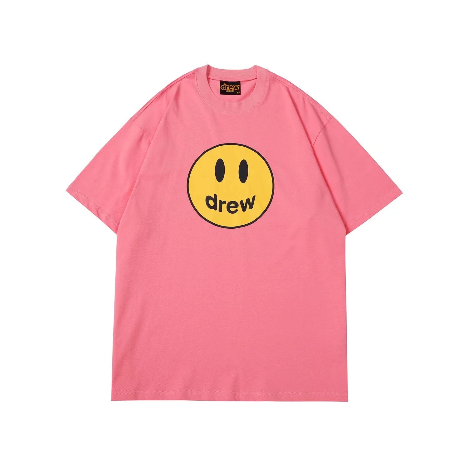 Streetwear Oversized Smiley Tee Rose Pink - Drew(Drew House) - Cnfans - $21.61