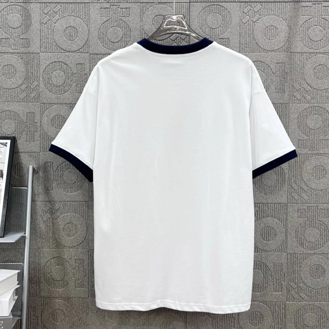 Relaxed Fit Ringer Graphic Tee, Crew Neck, Arch Print, Midnight Blue - Gallery Image 2 - Detailed View