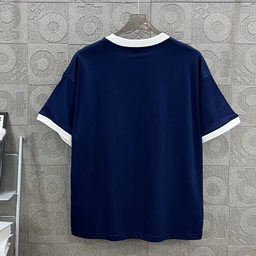 Relaxed Fit Ringer Graphic Tee, Crew Neck, Arch Print, Midnight Blue - Gallery Image 4 - Detailed View