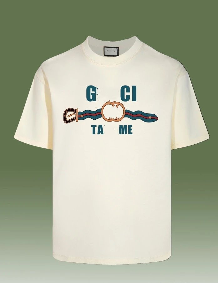 Graphic Cotton Tee Unisex Classic Short Sleeve Ecru - Gucci - Cnfans - $26.77