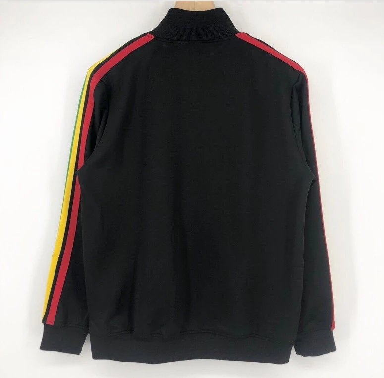 Sporty Striped Zip Jacket Unisex Casual Outerwear Onyx - Gallery Image 3 - Detailed View