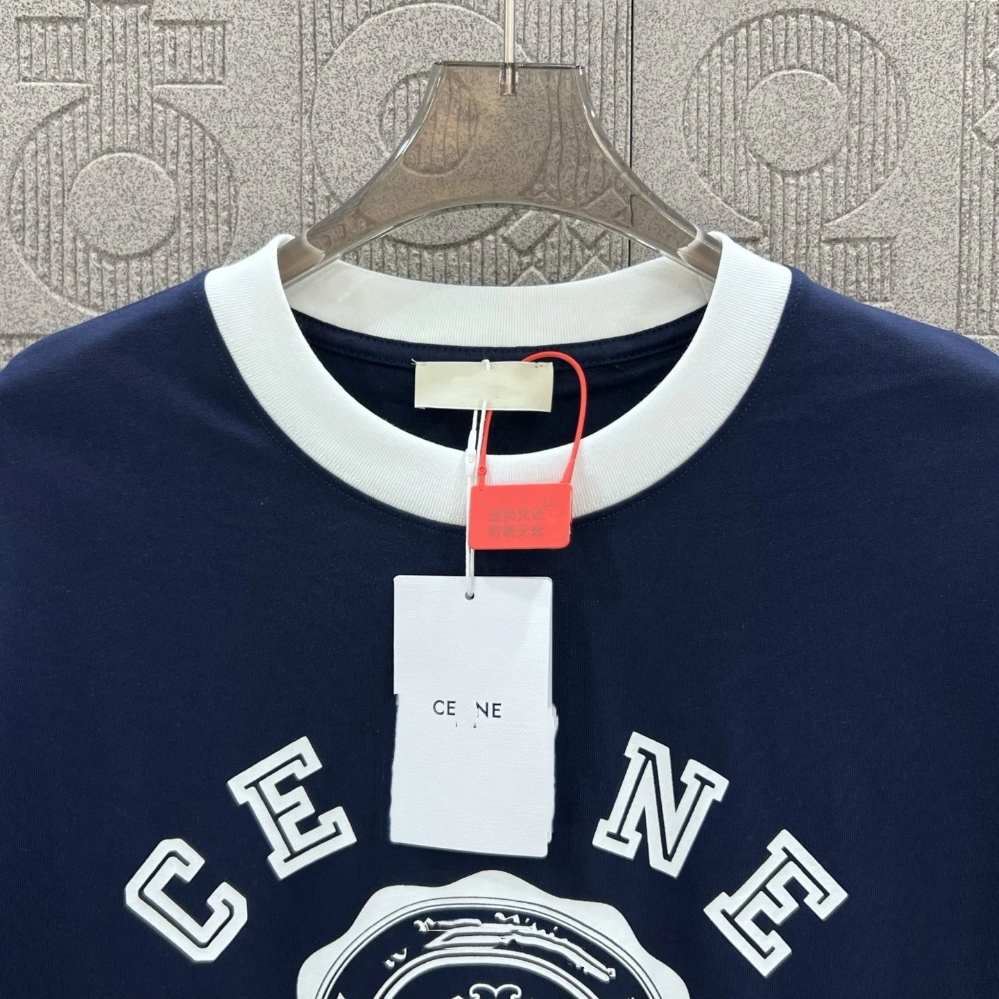 Relaxed Fit Ringer Graphic Tee, Crew Neck, Arch Print, Midnight Blue - Gallery Image 6 - Detailed View