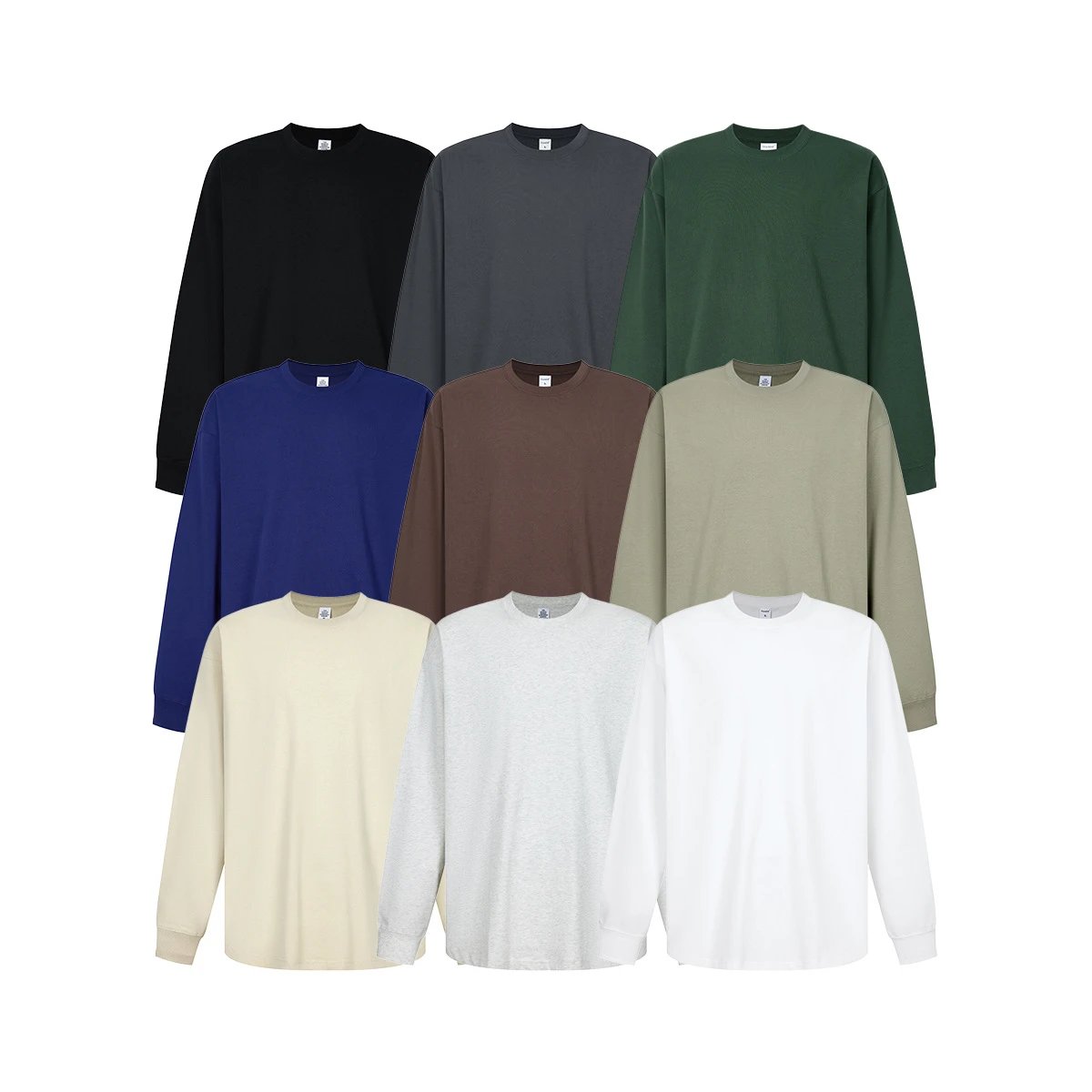 Men's Autumn Basic Long Sleeve Pullover Top-Onyx - Gallery Image 2 - Detailed View